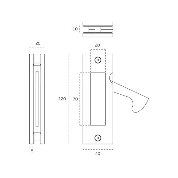 Dawson Moor Built-in Shell Glass Door Handle - Image 3