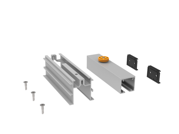 Dawson Moor x Saheco Support FT + Star track set. Mounting between walls/ false ceiling. Satin anodized aluminium. 79 Inches